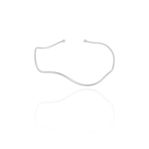 Bracelete Fio Ondas 1 mm Ródio Branco