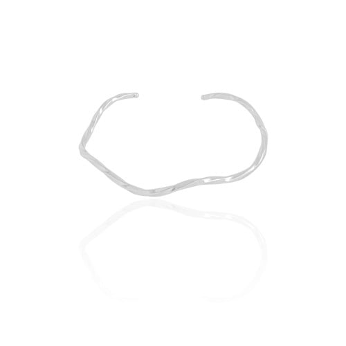 Bracelete Fio Quadrado Torcido 2 mm Ródio Branco