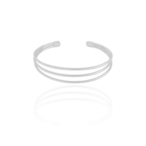 Bracelete Três Fios Ródio Branco