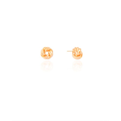 Brinco Nó Detalhado 1.0 cm Banhado a Ouro 18K