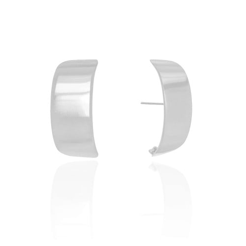 Ear Hook Liso 3.2 cm Flat Ródio Branco
