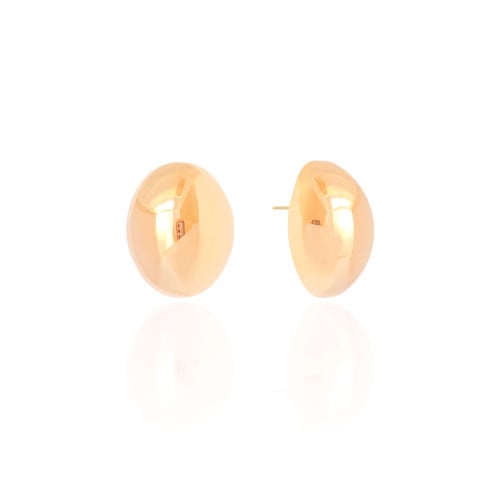 Brinco Oval Liso 2.5 cm Banhado a Ouro 18K