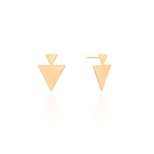 Brinco Triângulo Duplo Liso 2.1 cm Banhado a Ouro 18K