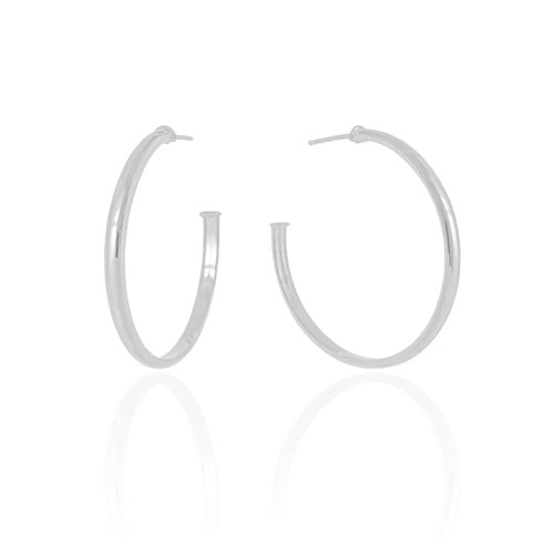Brinco Argola Lisa 4.0 cm Ródio Branco