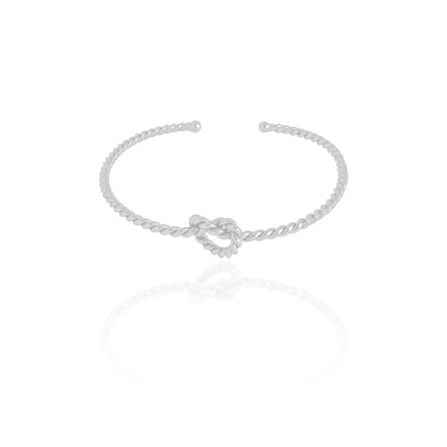 Bracelete Torcido Nó 9 mm Ródio Branco