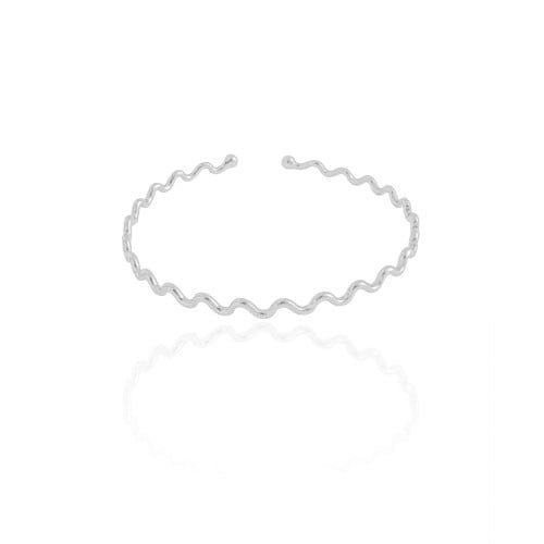 Bracelete Ondas 3 mm Ródio Branco