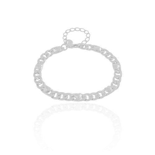 Pulseira Grumet Corações Lisos Ródio Branco