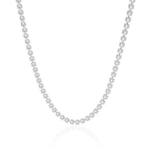 Choker Elos Duplos 4 mm Ródio Branco