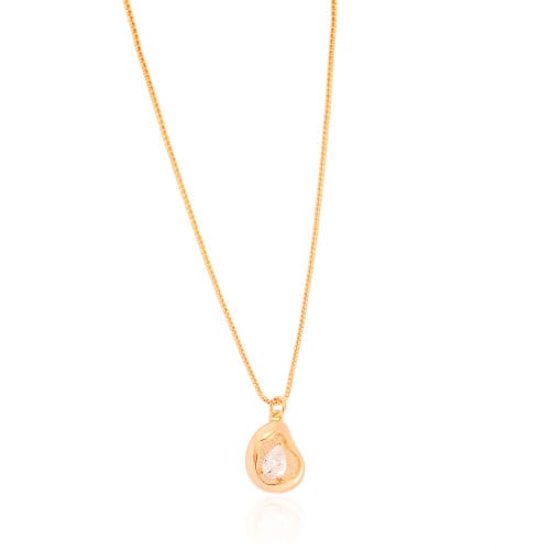 Gargantilha Veneziana Orgânico Liso Gota Cristal Banhado a Ouro 18K - 45 cm
