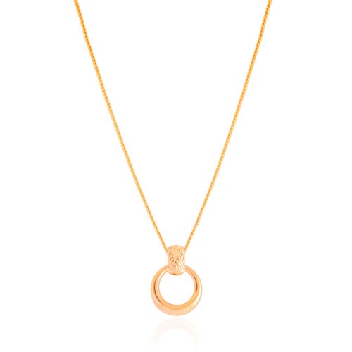 Gargantilha Veneziana Redondo Texturizado Banhado a Ouro 18K - 45 cm