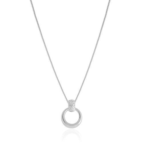 Gargantilha Veneziana Redondo Texturizado Ródio Branco - 45 cm