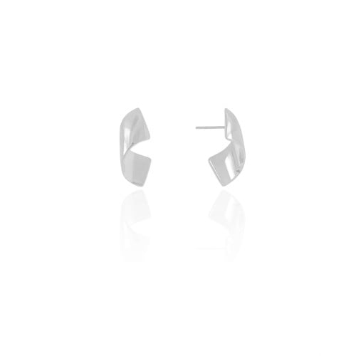 Brinco Curvo Liso 1.8 cm Ródio Branco