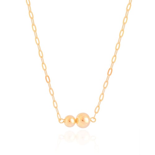 Choker Elos Bolas Lisas Banhado a Ouro 18K