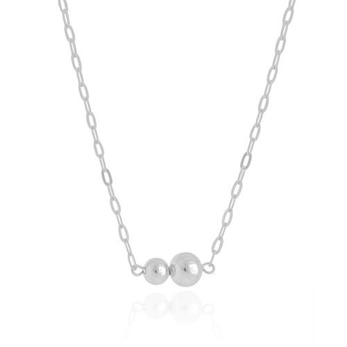 Choker Elos Bolas Lisas Ródio Branco