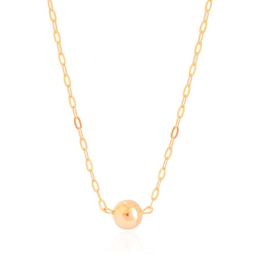 Gargantilha Elos Bola Lisa 12 mm Banhado a Ouro 18K - 45 cm