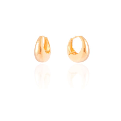 Brinco Argola Click Abaulada Lisa 1.9 cm Banhado a Ouro 18K