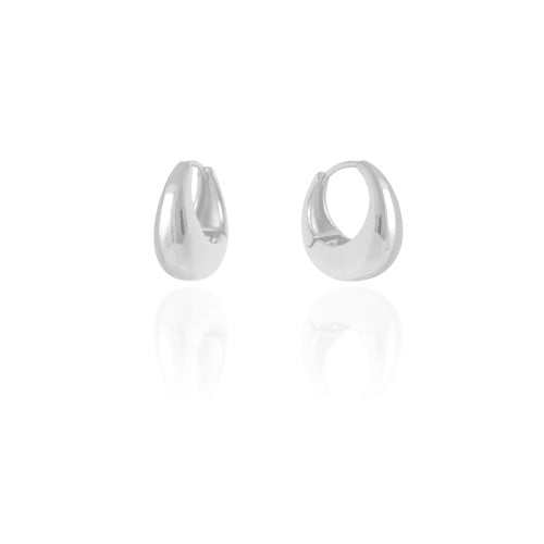 Brinco Argola Click Abaulada Lisa 1.9 cm Ródio Branco