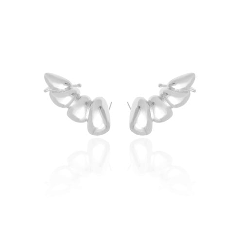 Ear Cuff Orgânico Liso 3.0 cm Ródio Branco