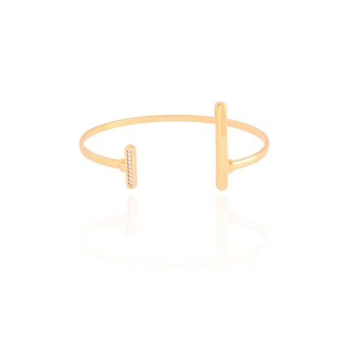 Bracelete Palitos Liso e Cravejado Cristal Banhado a Ouro 18K
