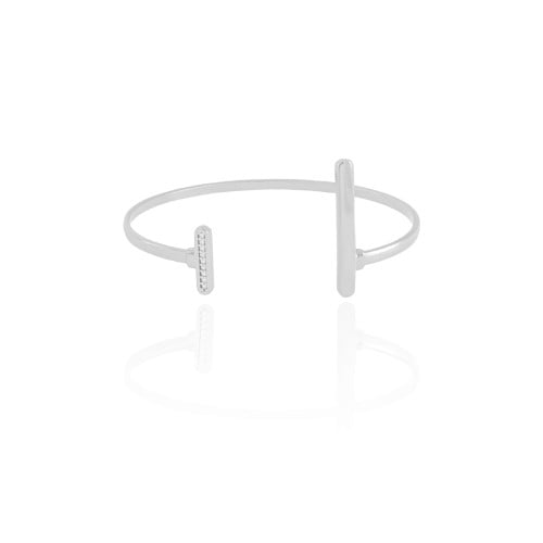 Bracelete Palitos Liso e Cravejado Cristal Ródio Branco