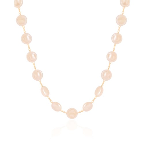 Choker Pérolas Achatadas 8 mm Banhado a Ouro 18K