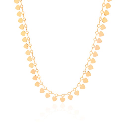 Choker Plaquinhas Corações Banhado a Ouro 18K