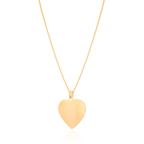Gargantilha Veneziana Coração Flat Liso Banhado a Ouro 18K - 45 cm