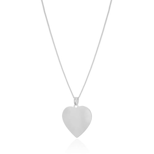 Gargantilha Veneziana Coração Flat Liso Ródio Branco - 45 cm