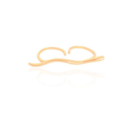 Anel Ajustável Dois Dedos Cobra Tamanho Único Banhado a Ouro 18K