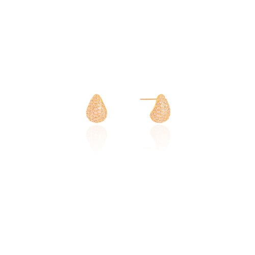 Brinco Gota Cravejada Cristal Banhado a Ouro 18K