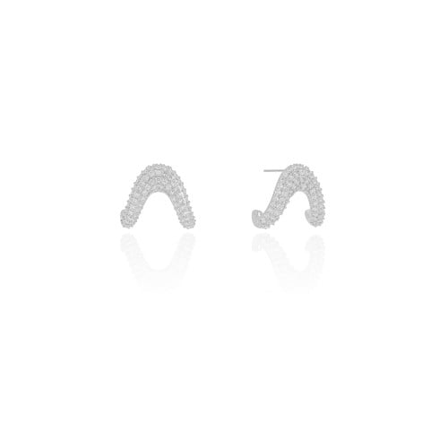Brinco Onda Cravejada Cristal Ródio Branco