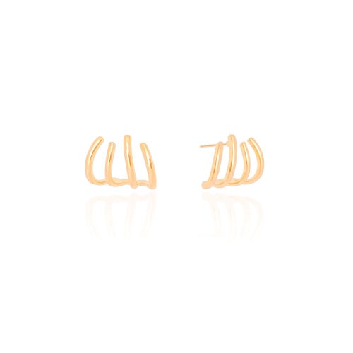 Brinco Filetes Lisos 1.5 cm Banhado a Ouro 18K