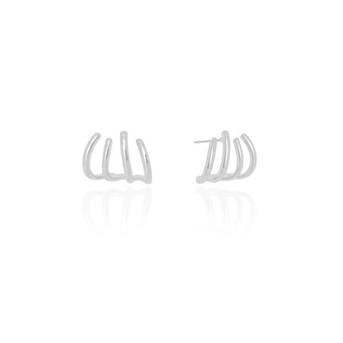 Brinco Filetes Lisos 1.5 cm Ródio Branco