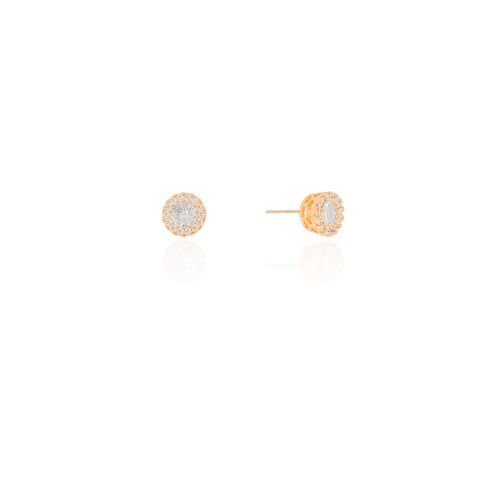 Brinco Ponto de Luz Tela Cristal 8 mm Banhado a Ouro 18K