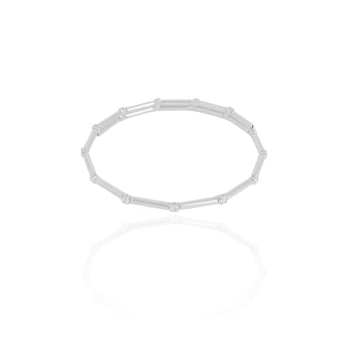 Bracelete Mola Canutilhos Pontos de Luz Cristal Ródio Branco