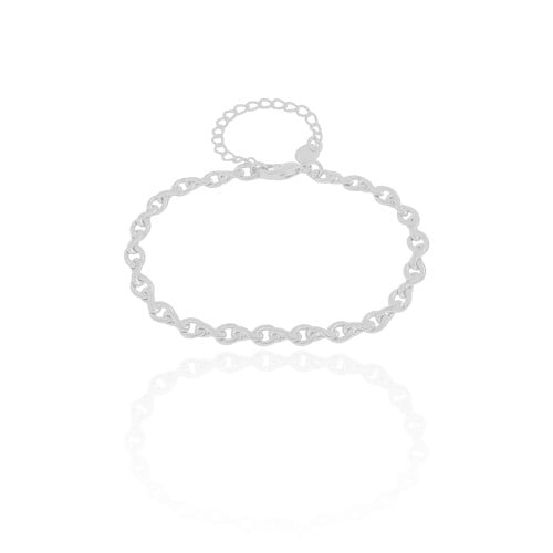 Pulseira Elos Torcidos 4 mm Ródio Branco