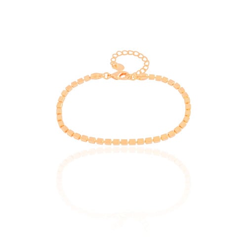 Pulseira Malha Quadrada 3 mm Banhado a Ouro 18K