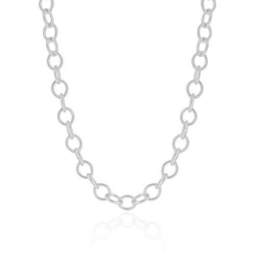 Choker Elos Ovais 6 mm Ródio Branco