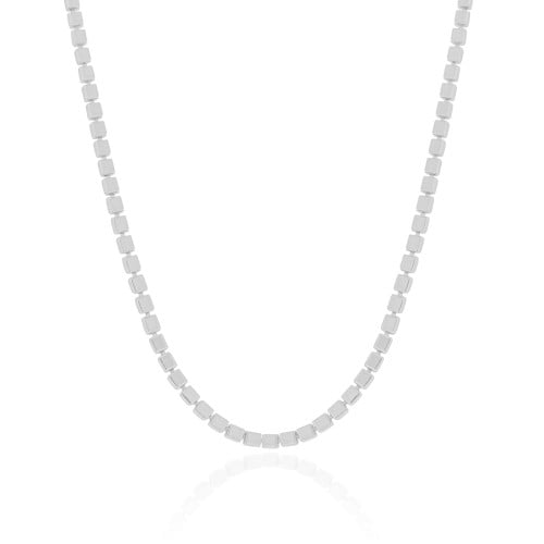 Choker Malha Quadrada 3 mm Ródio Branco