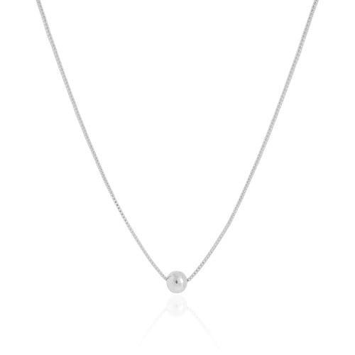 Choker Veneziana Bolinha Lisa 6 mm Ródio Branco