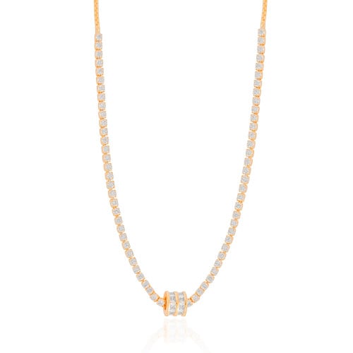 Gargantilha Riviera Cravejada Cristal Banhado a Ouro 18K - 45 cm