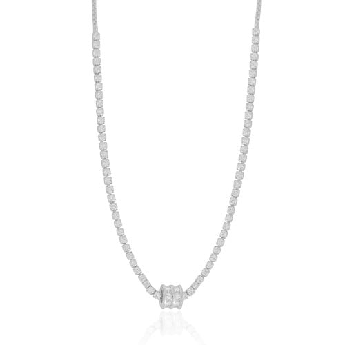 Gargantilha Riviera Cravejada Cristal Ródio Branco- 45 cm
