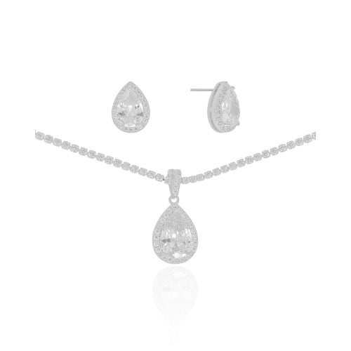 Conjunto Gota Riviera Cristal Ródio Branco