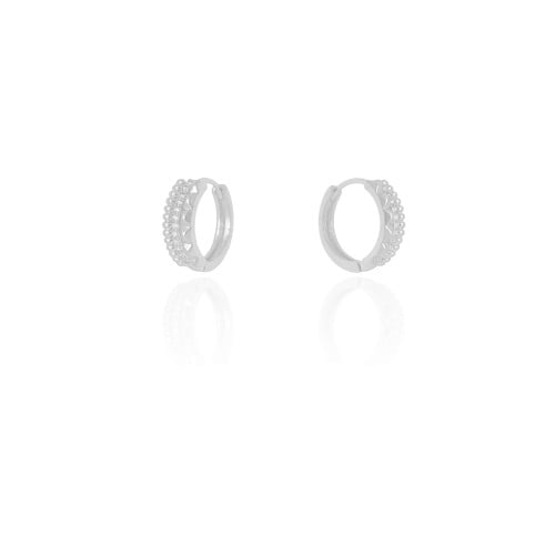 Brinco Argola Click Detalhada Cravejado Cristal 1.5 cm Ródio Branco