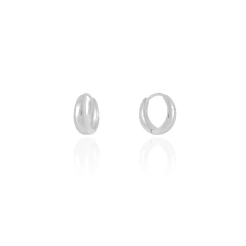 Brinco Argola Click Liso 1.6 cm Ródio Branco