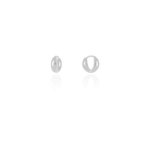 Brinco Argola Click Abaulada Lisa 1.1 cm Ródio Branco