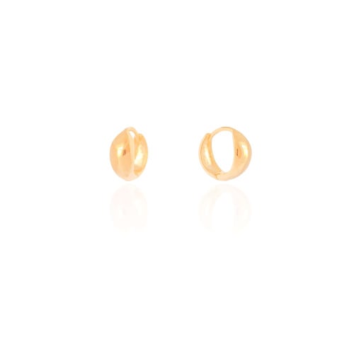 Brinco Argola Click Abaulada Lisa 1.4 cm Banhado a Ouro 18K