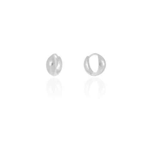 Brinco Argola Click Abaulada Lisa 1.4 cm Ródio Branco