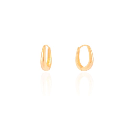 Brinco Argola Click Oval Liso 1.9 cm Banhado a Ouro 18K