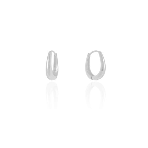 Brinco Argola Click Oval Liso 1.9 cm Ródio Branco